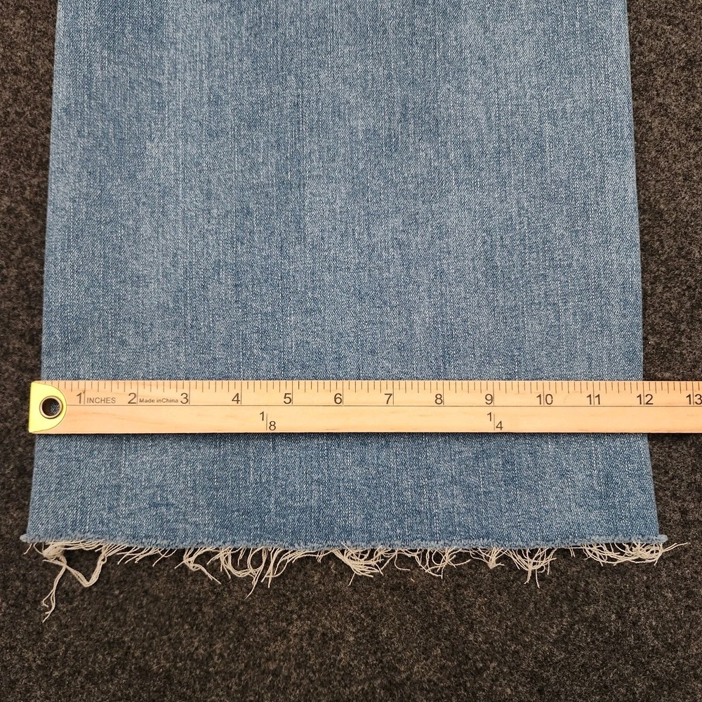 Miou Muse Womens Large Light Blue Wide Leg Denim Jeans Stretch Baggy Raw Hem - Picture 7 of 10